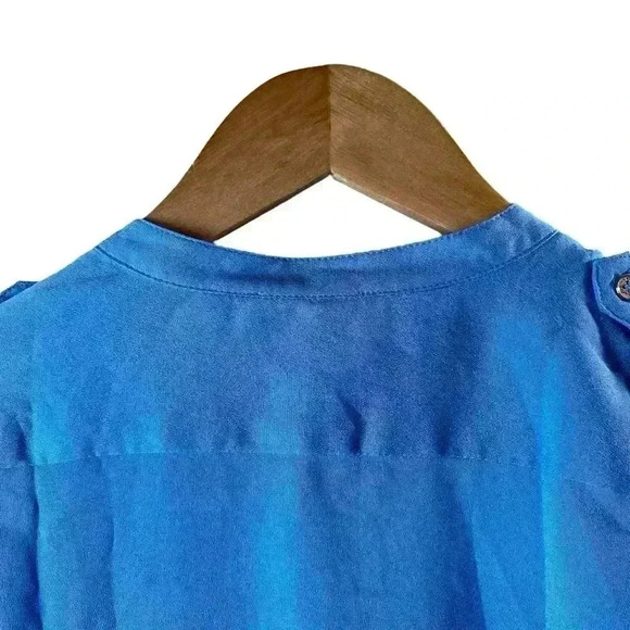 Calvin Klein Women's Royal Blue Roll Up 3/4 Sleeves Button Down Blouse Shirt XS - Picture 9 of 16